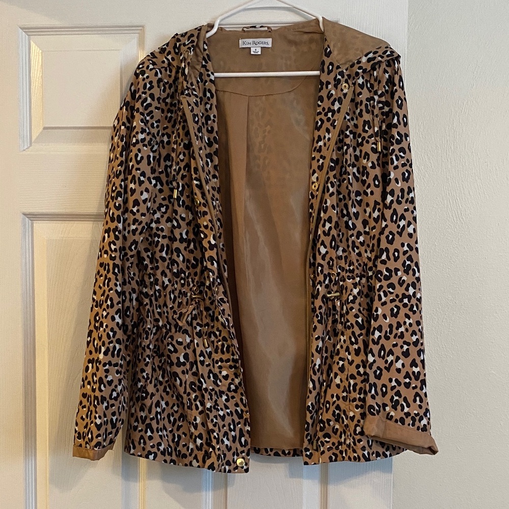 Kim Rogers Brown Leopard Print Utility Jacket